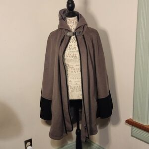 Jessica London Charcoal and Black Hooded Cape